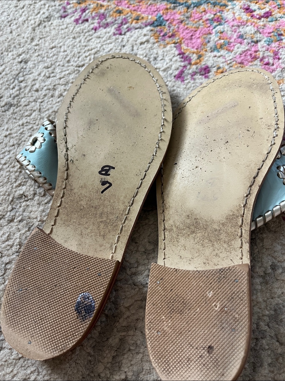 Jack Rogers Palm Beach Jack Sandal in Caribbean Blue and Platinum Size 6 - Picture 6 of 6